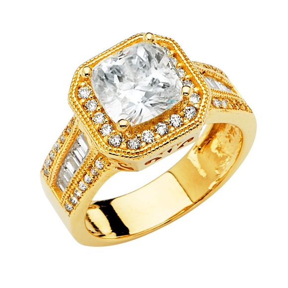 14KT Gold CZ Engagement Ring